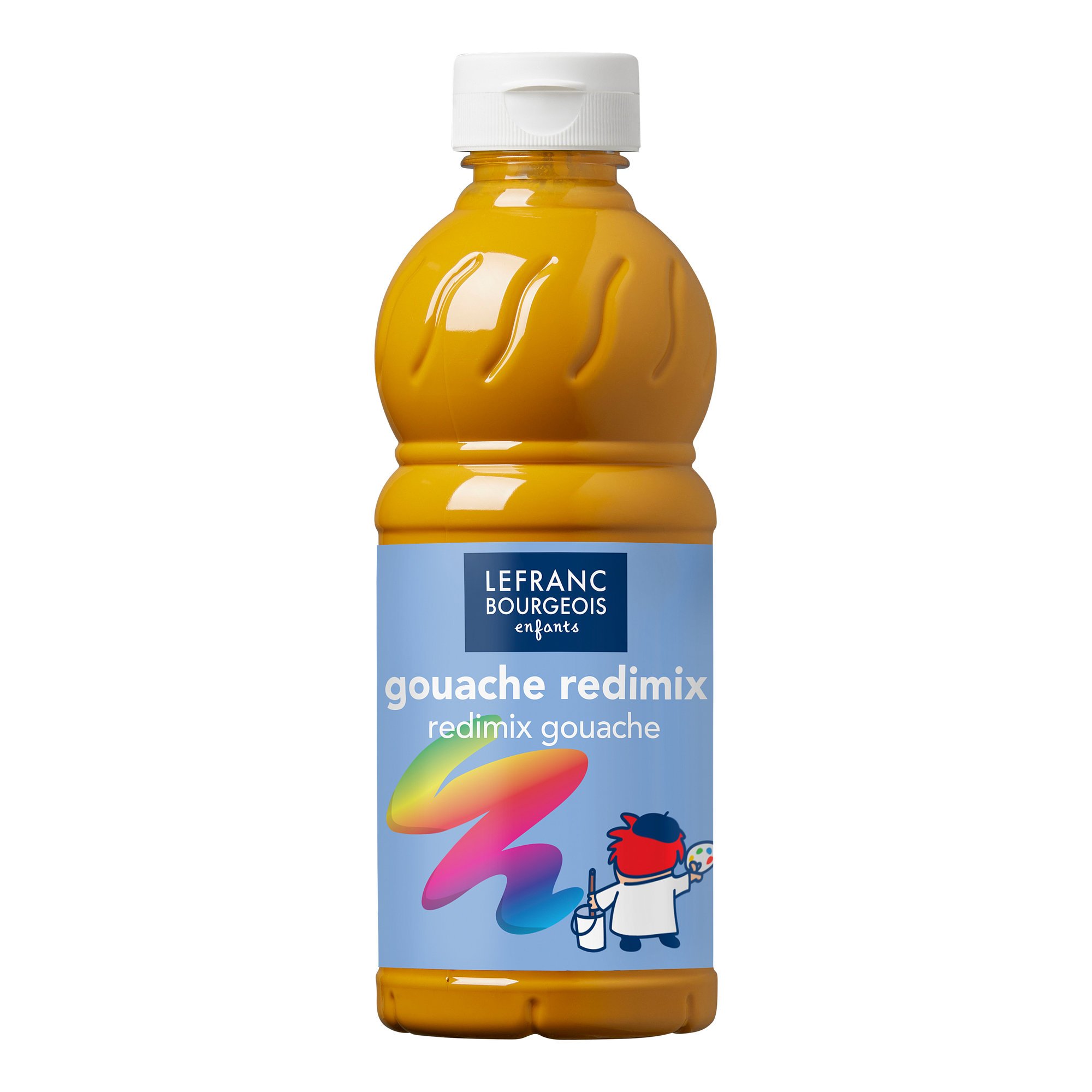 Lefranc & Bourgeois 188014 Children's Ready-to-Use Liquid Tempera Redimix Gouache Paint, 500 ml Bottle, Yellow Ochre
