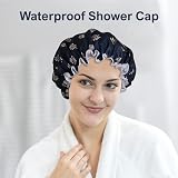 SARG Premium Double Layer Shower Cap with Flower Design - Reusable Waterproof view 8