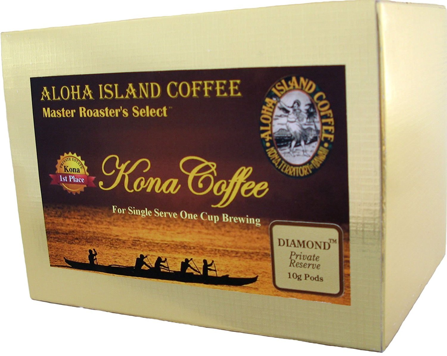 Senseo Pods of 100% Pure Kona Coffee, Private Reserve Diamond, Custom Medium Roast, 18 Pods, Reusable Pod Adapter Is Available for Keurig K-cup Brewing Systems