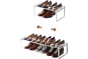 Yamazaki Home Adjustable Shoe Rack - Spacesaving Storage Solution Steel One Size White