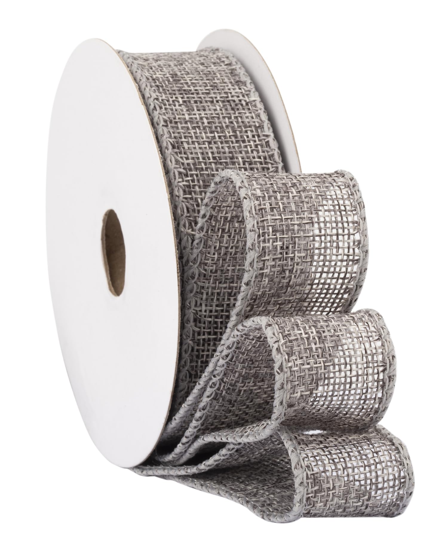 Fondersy 9-Meter Metal Grey Burlap Ribbon Wired Burlap Ribbon - 25mm Width for Gift Wrapping, Floral Arrangements, Wreath Making, and Christmas Decor