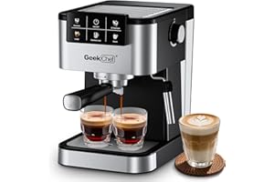 Geek Chef Espresso Machine with Milk Frother, 20 Bar Automatic Espresso Maker, Fast Heating Coffee Maker for Cappuccino, Latte & Iced Coffee, Easy to Use & Clean, for Home Barista