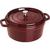 Staub Cast Iron 7-qt Round Cocotte - Grenadine, Made in France | The only Dutch oven you&rsquo;ll need, generously serves 5-7