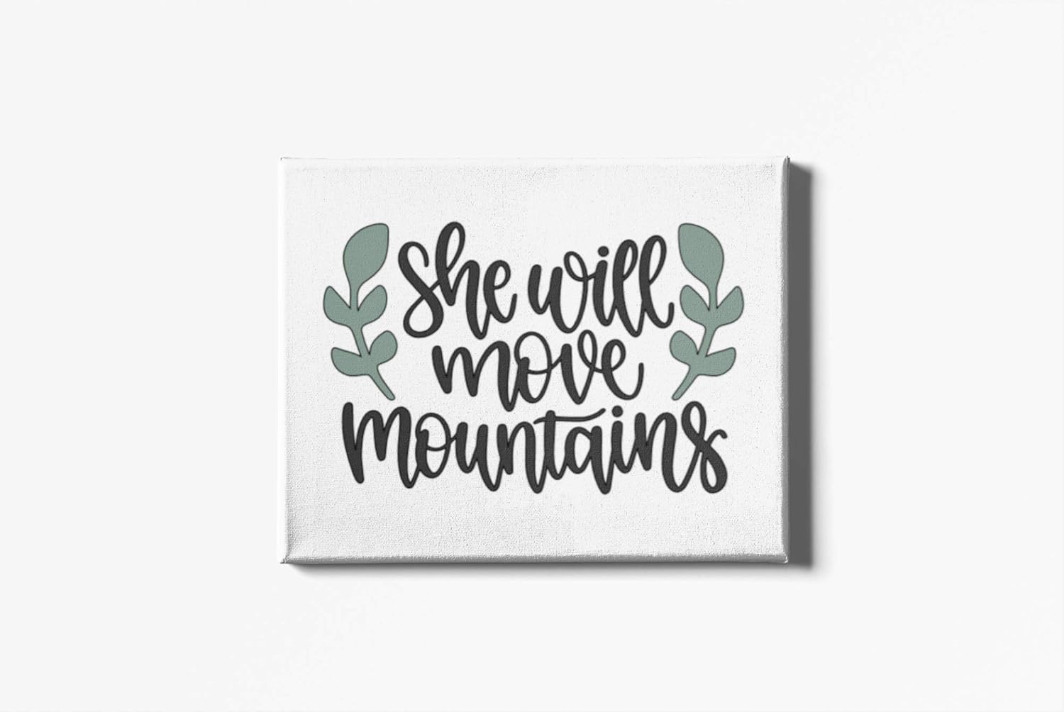 She Will Move Mountains Canvas Bedroom Decor, Baby Girl Nursery Artwork, Inspirational Wall Hanging, 8x10 inches