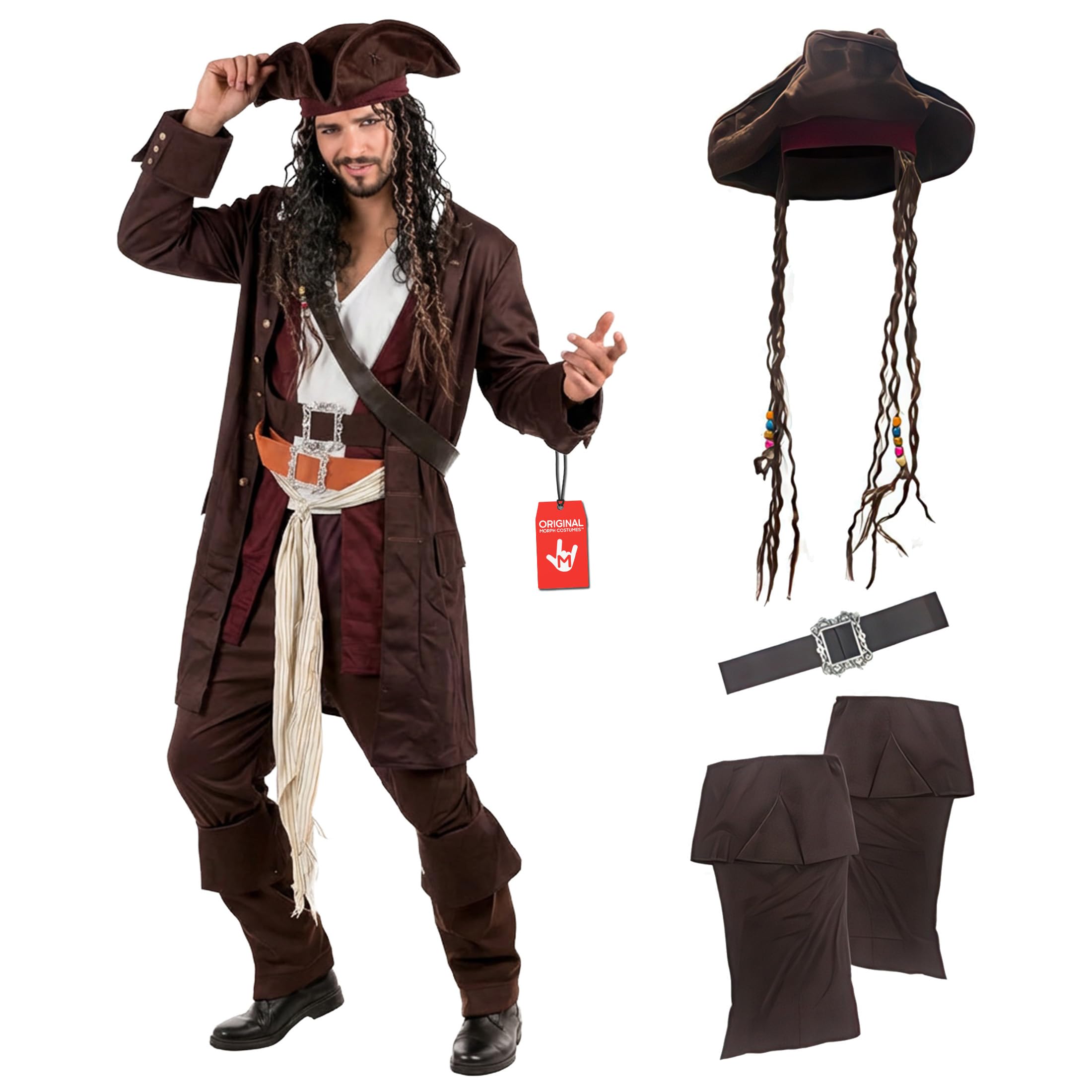 Fun Shack Pirate Costume for Men - Adult Pirate Fancy Dress Outfit - Perfect for Halloween, Halloween Costumes Men, Medium