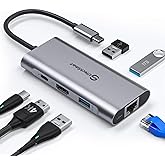 UtechSmart USB C Hub, USB C Ethernet Multiport Adapter, 6 In 1 USB C to HDMI Dock Compatible for Macbook Pro/Air, Chromebook, Dell XPS, HP and Type C Devices (Gigabit Ethernet 100W PD 4K HDMI USB 3.0)