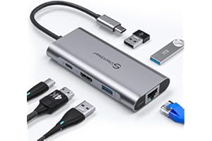 UtechSmart USB C Hub, USB C Ethernet Multiport Adapter, 6 In 1 USB C to HDMI Dock Compatible for Macbook Pro/Air, Chromebook, Dell XPS, HP and Type C Devices (Gigabit Ethernet 100W PD 4K HDMI USB 3.0)