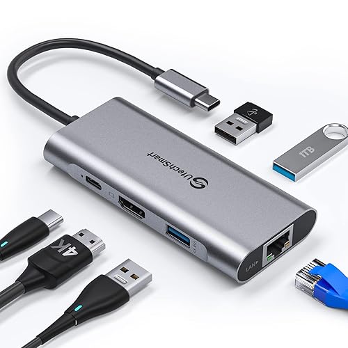 UtechSmart USB C Hub, USB C Ethernet Multiport Adapter, In USB