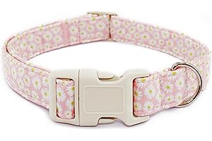 Floral Dog Collar Adjustable for Small Dogs - Cute Spring Summer Girl Dog Collar for Female Dogs, Flower Pattern Collar with 