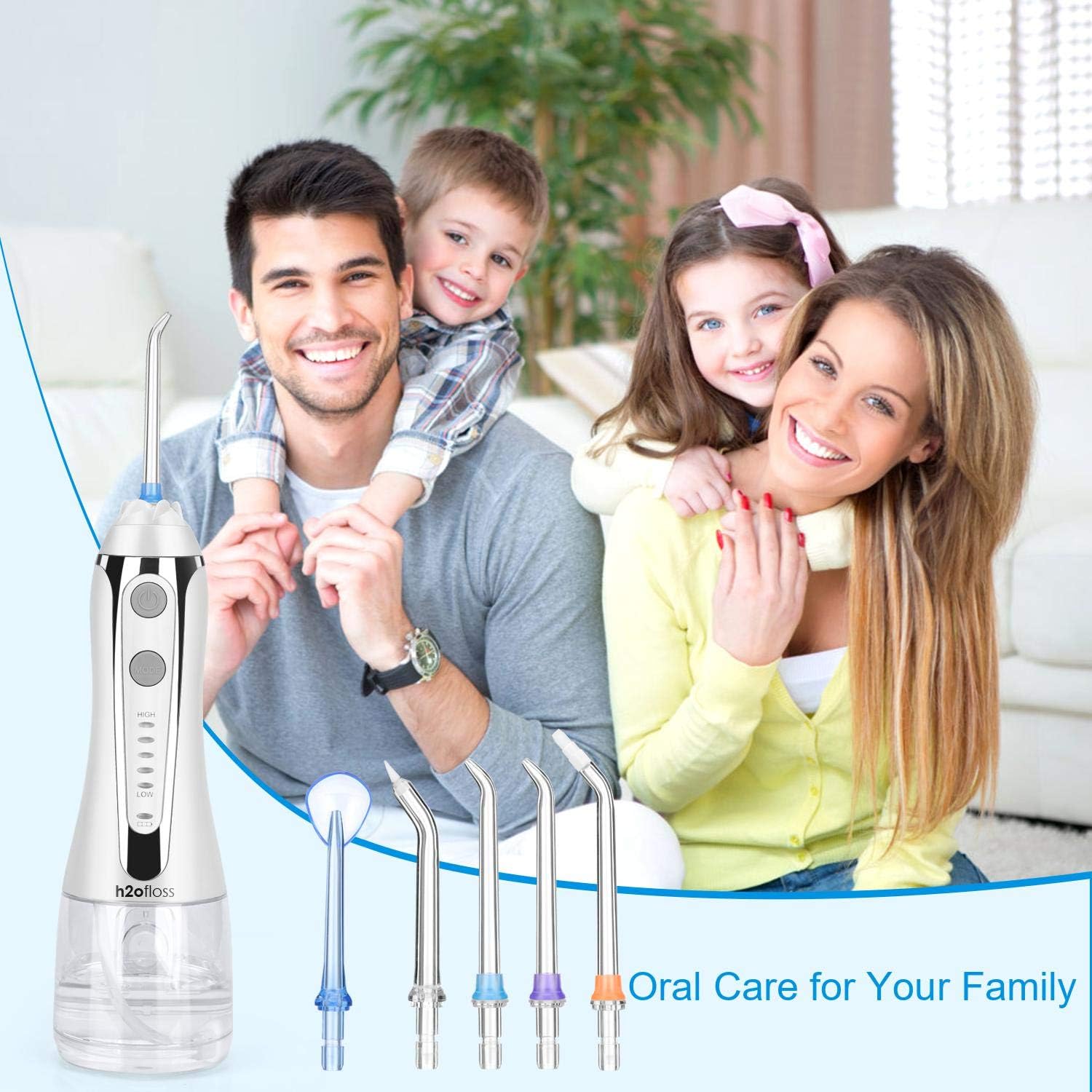 H2ofloss Cordless Water Dental Flosser, Portable Oral Irrigator for Teeth, Braces, Rechargeable & IPX7 Waterproof Teeth Cleaner for Home Travel: Health & Personal Care