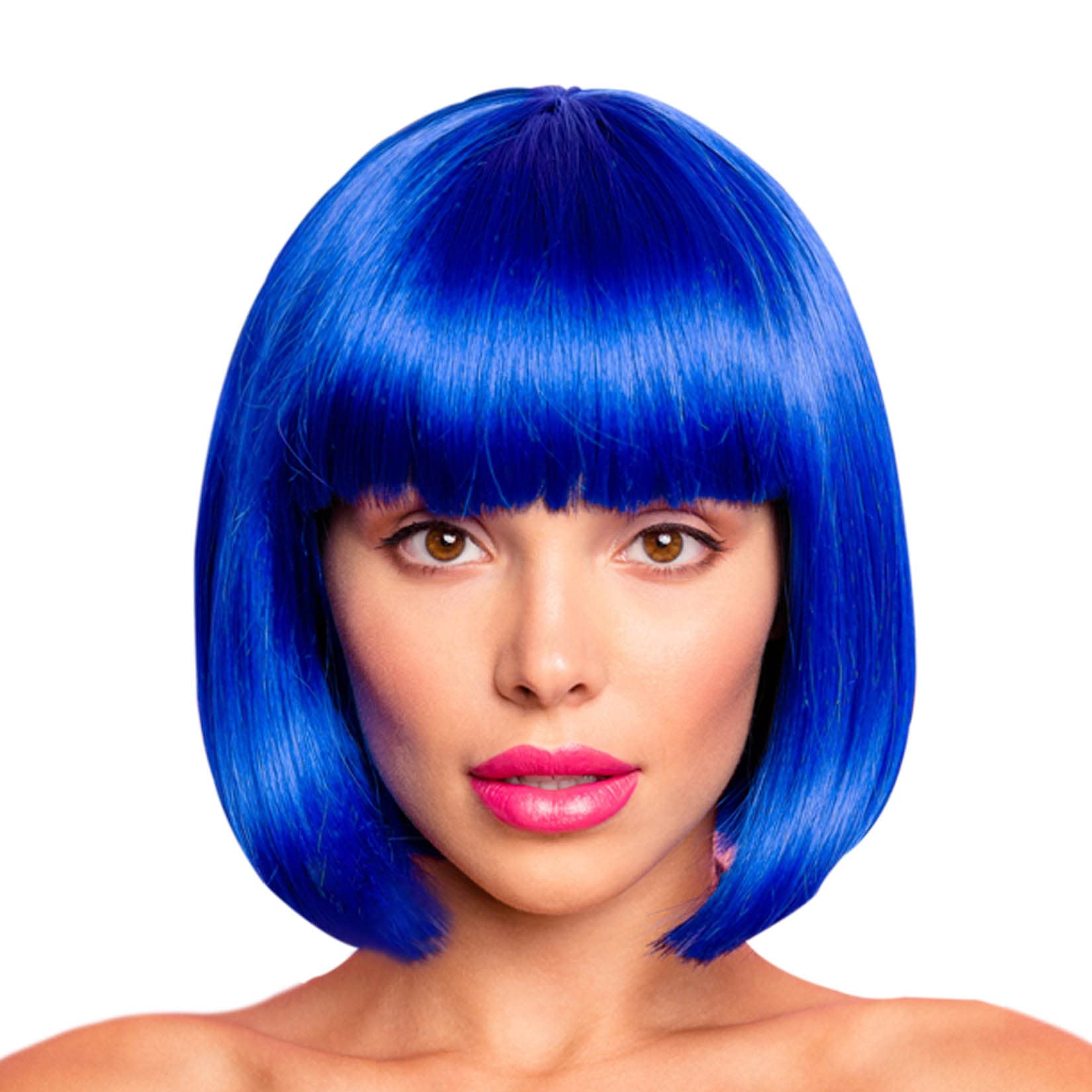 Photo 1 of YOUNIGA Blue Bob Wig With Bangs 12 Inch Royal Blue Wig Short Synthetic Fiber Bob Wigs for Women Short Bob Wigs and Halloween Cosplay Wig for Girl Colorful Costume Wigs With One Cap (Blue)