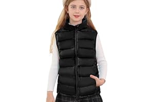 Cutemile Girls Boys Puffer Vest Kids Winter Metallic Sleeveless Jacket 5-12 Years