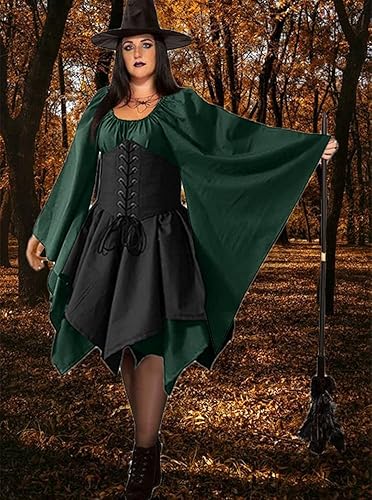 BITSEACOCO Medieval Renaissance Corset Dress for Women, Victorian Gothic  Pirate Elf Costumes, Flare Sleeve Irish Short Dresses (Green+Black, M) in  Saudi Arabia | Whizz Costumes