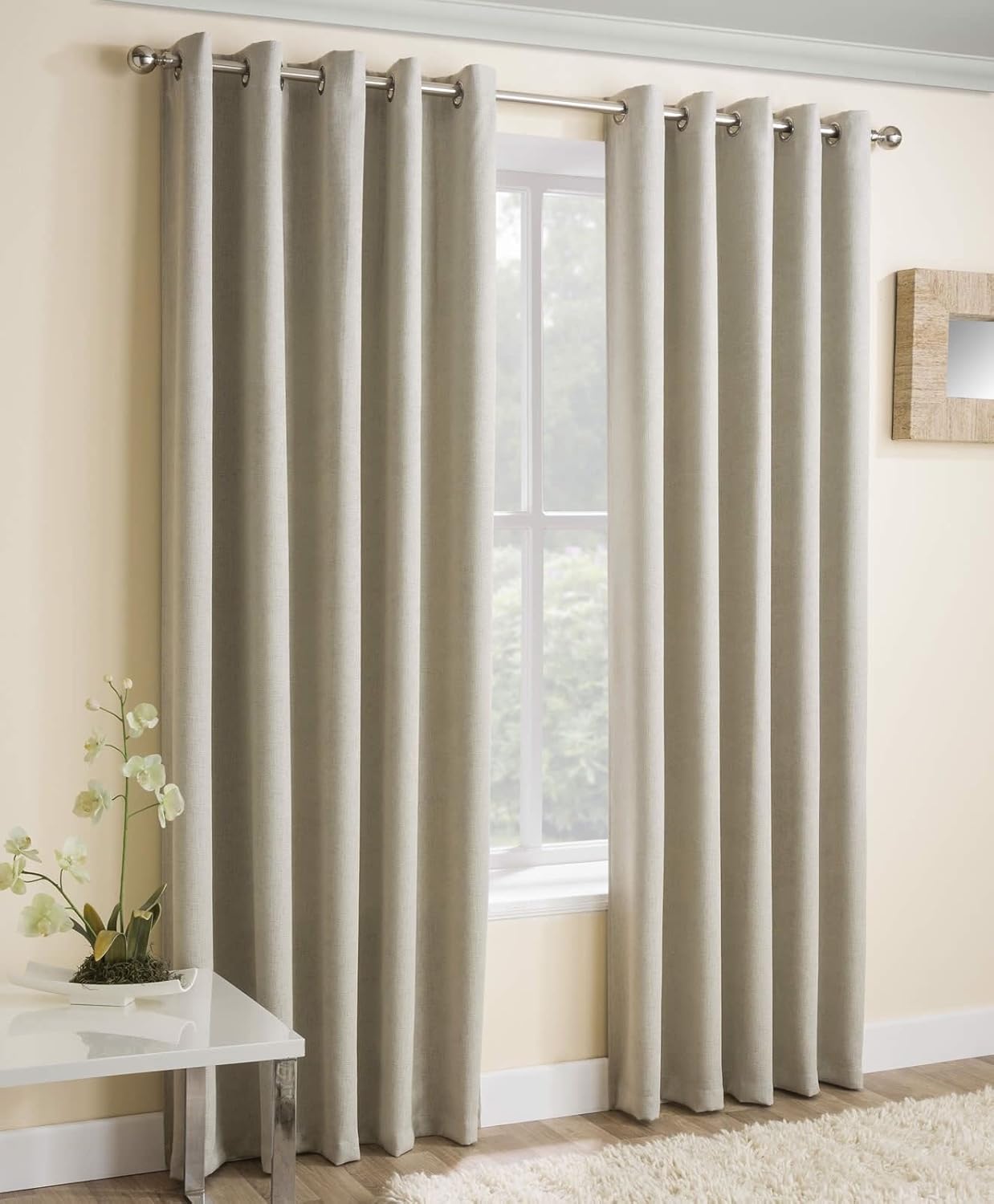 Vogue Lined Eyelet Curtains Ring Top Thermal Lined Block Out