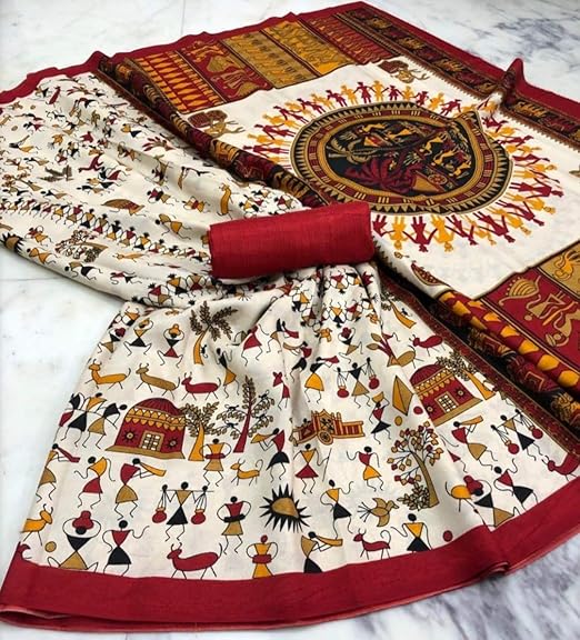 Women's Malgudi Soft Silk Printed Saree with Blouse Piece (eee-7, Multicolour, Kalamkari 1)