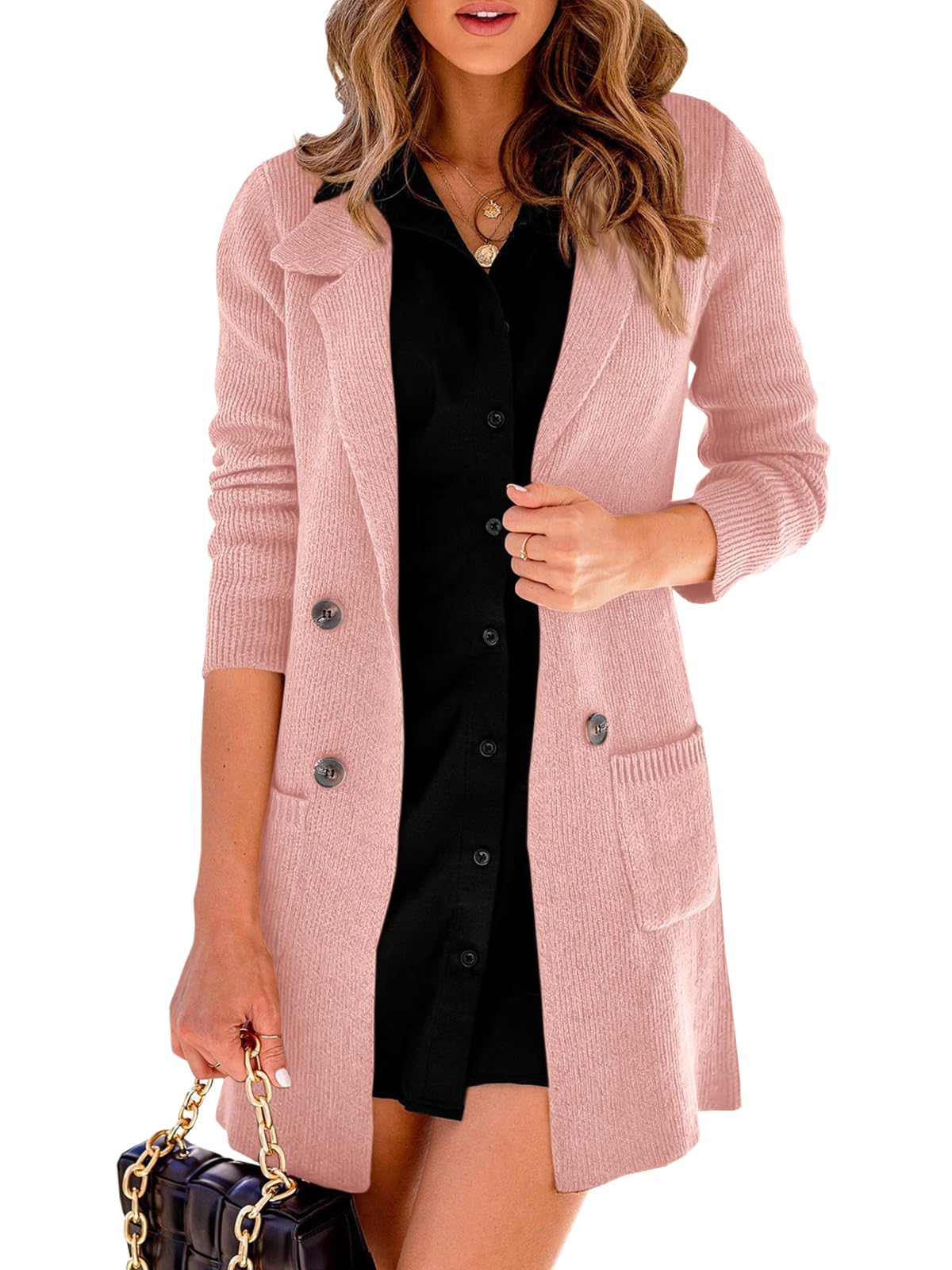 Photo 1 of Danedvi Women Open Front Lapel Collar Cardigan Button Down Long Sweaters Cardigan Solid Outerwear Coats (Size Unknown)
