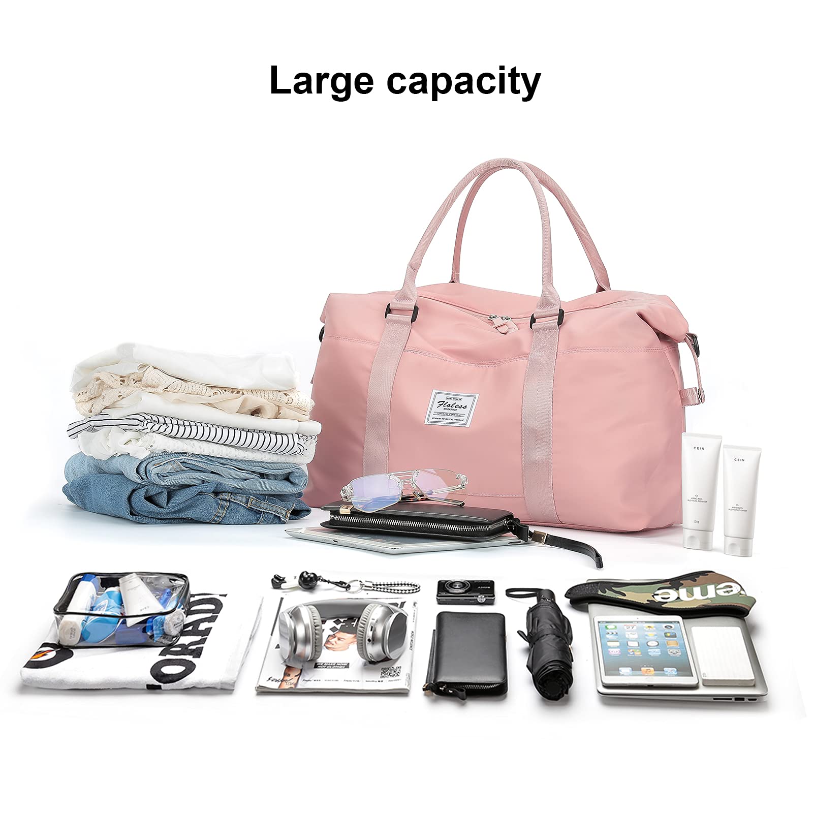 HYC00 Travel Duffel Bag,Sports Tote Gym Bag,Shoulder Weekender Overnight Bag for Women