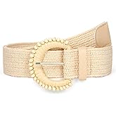 Straw Woven Elastic Belt for Women Stretchy Belts for Dress Fashion Boho Waist Belt Rattan Raffia Ladies Belts