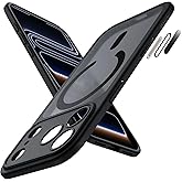 JETech Magnetic Case for iPhone 17 Pro Max 6.9-Inch Compatible with MagSafe, Shockproof Slim Phone Cover with Built-in Camera Control Button, Matte Translucent Back (Black)