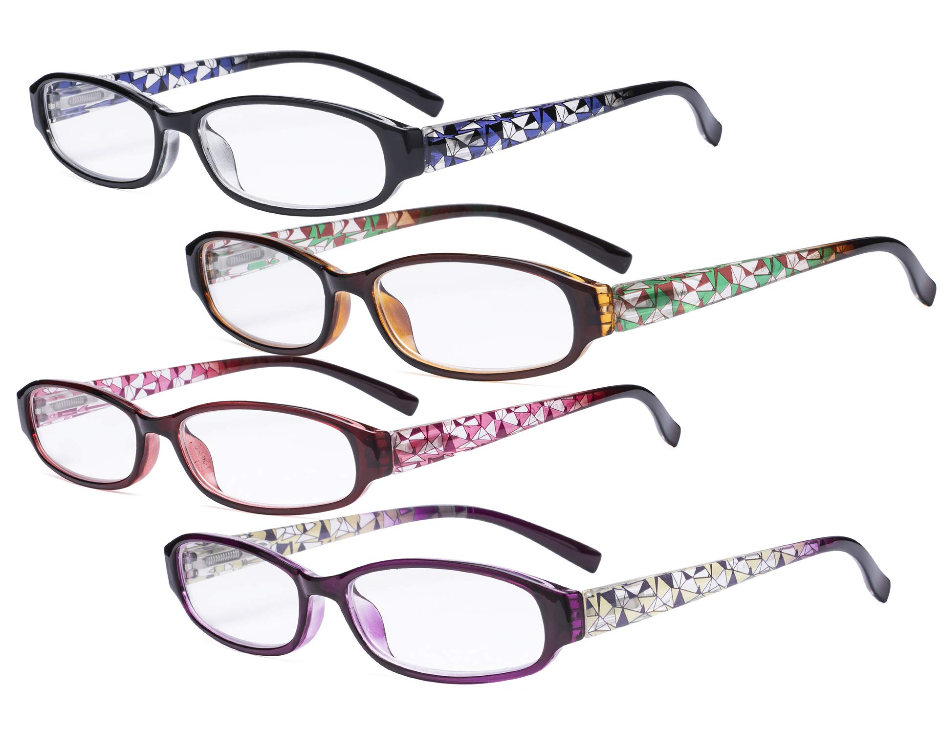 Eyekepper 4 Pack Print Women's Reading Glasses - Ladies Fashion Small Readers for Women Reading +0.50