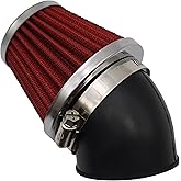 Strongthium 48mm 49mm 50mm Motorcycle Bend Performance Air Filter | Fits for SSR Motorsports Yamaha TTR AJS GY6 Pit Dirt Mini Bike Motocross ATV Go Kart Carburetor Air Cleaner