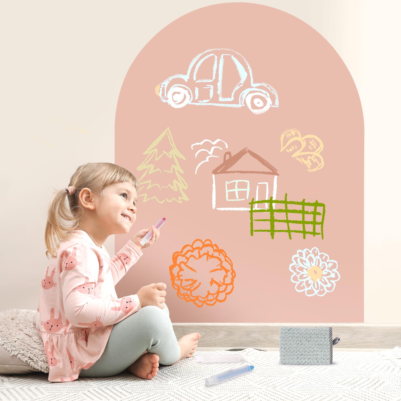 Magnetic Wall Decal Arch for Kids (Camel Pink): 80 x 100 cm Magnetic Chalkboard for Playroom, School, Home