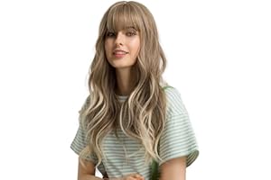 Esmee 24"Women Synthetic Wigs Long Wavy Blond with Fluffy Air Bangs Light
