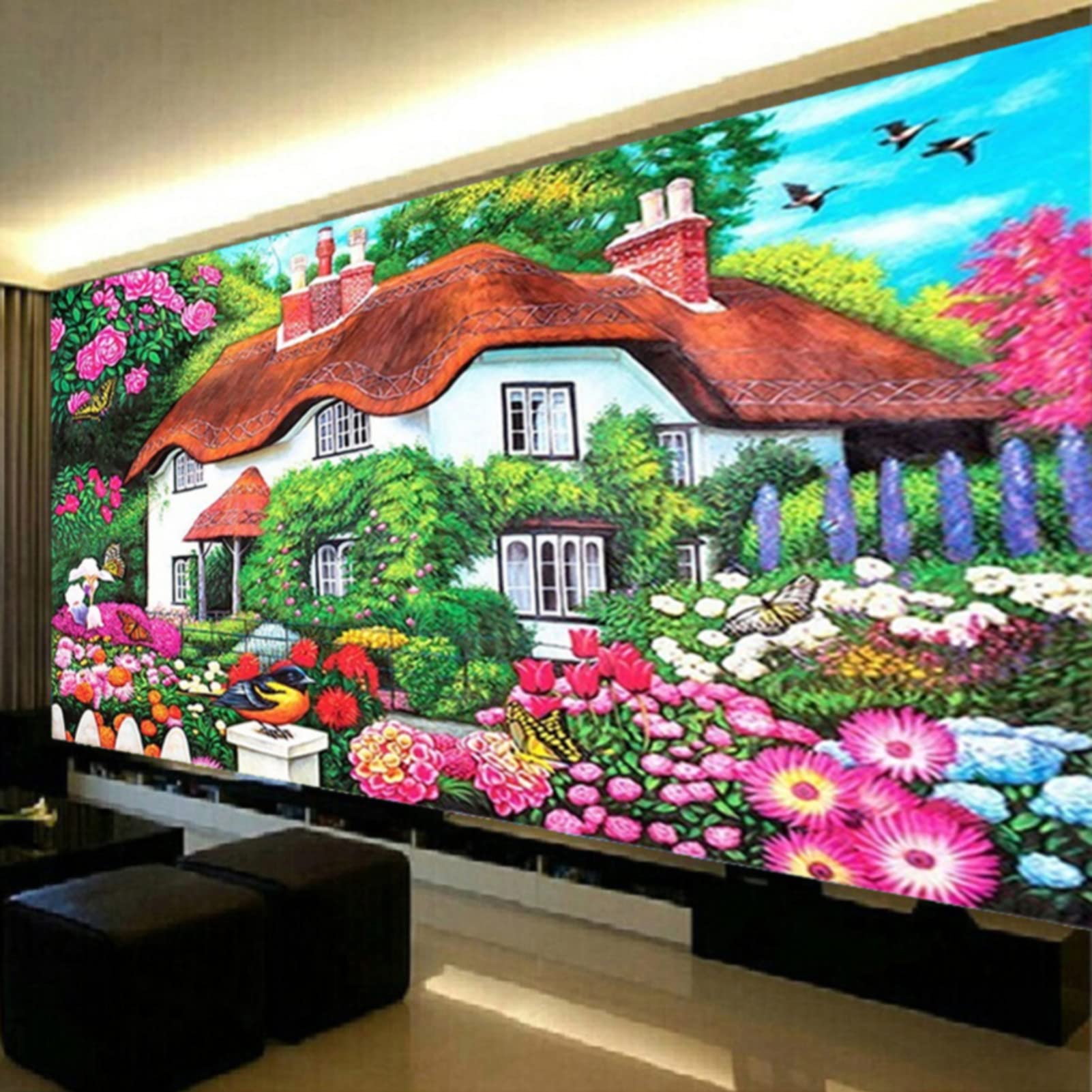 ZOYIEP 5D DIY Diamond Painting Kits, Adult Number Mosaic Diamond Painting Pictures Garden Landscape Embroidery Full Drill Craft Decoration (50 x 80 cm)