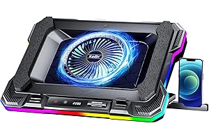 KeiBn Gaming Laptop Cooling Pad, Laptop Cooling Stand with 5.5inch External Cooling Fan, Rapid Cooling Laptop 15.6-19.3inch, Infinitely Variable Speed, 8 Height Stands, 2 USB Ports-K1 5V