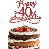 40th Anniversary Decorations, Happy 40th Anniversary Cake Toppers,Red 40 Wedding Anniversary Party Supplies,Ruby anniversary Decoration