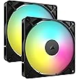 CORSAIR RS140 ARGB 140mm PWM Fans – Daisy-Chain Connection – Low-Noise – Magnetic Dome Bearing – Dual Pack – Black