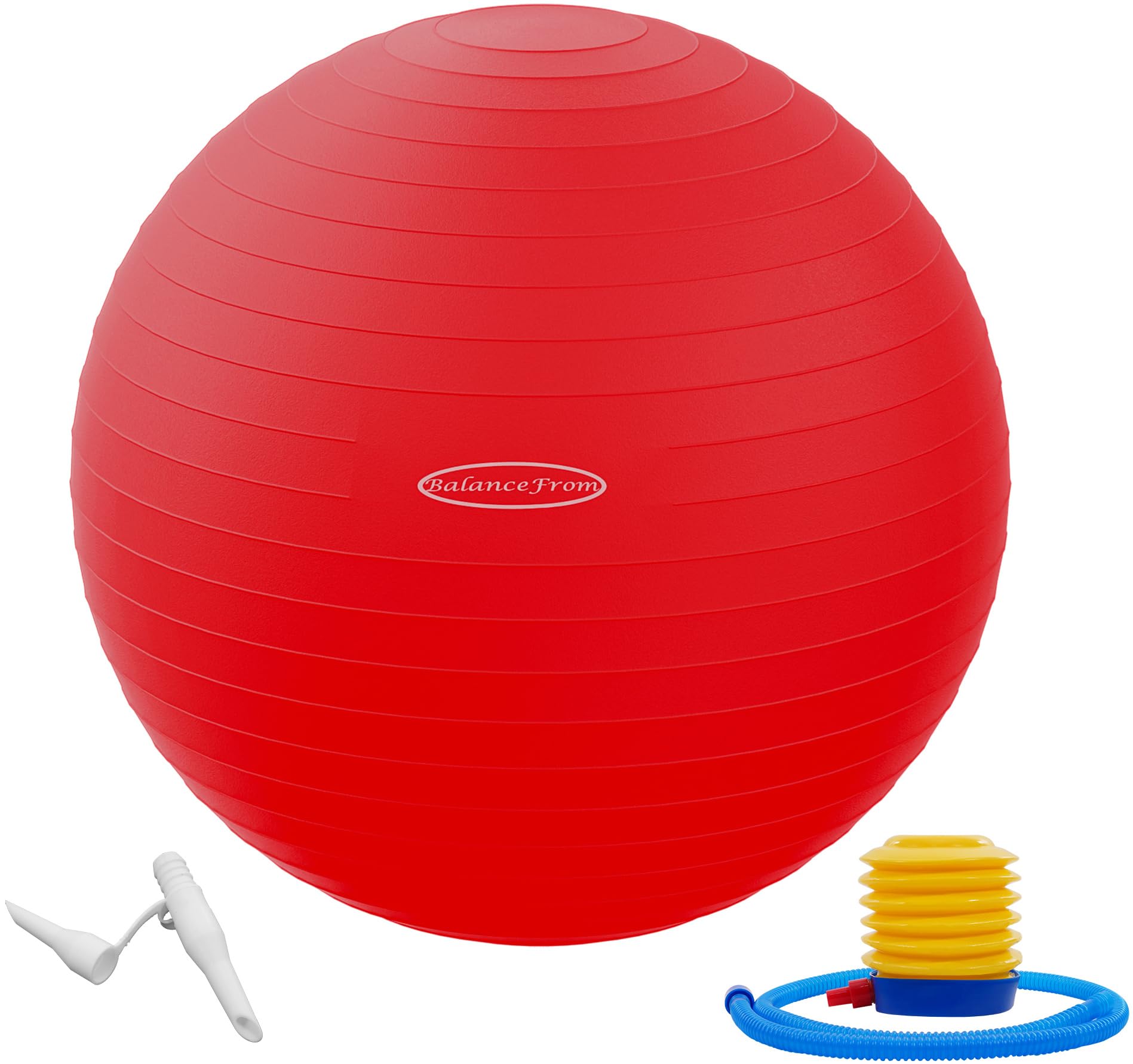 BalanceFrom Anti-Burst Slip Resistant Exercise Ball - Yoga & Fitness Ball with Quick Pump, 2,000-Pound Capacity (48-55cm, M, Red)