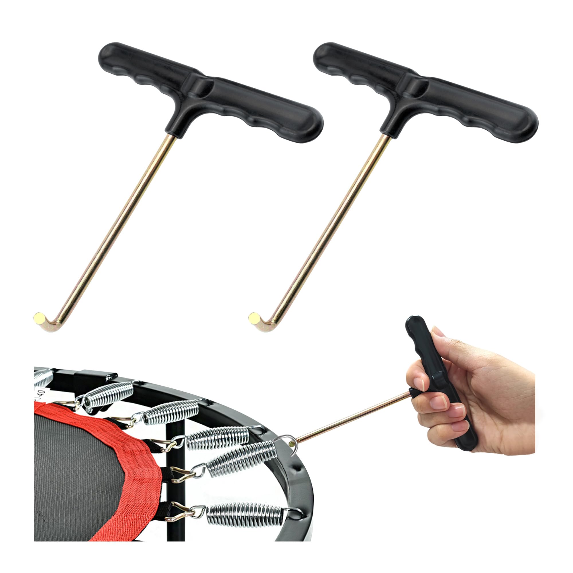 Photo 1 of *ONLY 1* Quacc 2 PCS Trampoline Spring Pull Tool, Trampoline Hook Tool, Spring Pull T-Hook with Plastic Handle for Jumping Trampoline Spring Installation