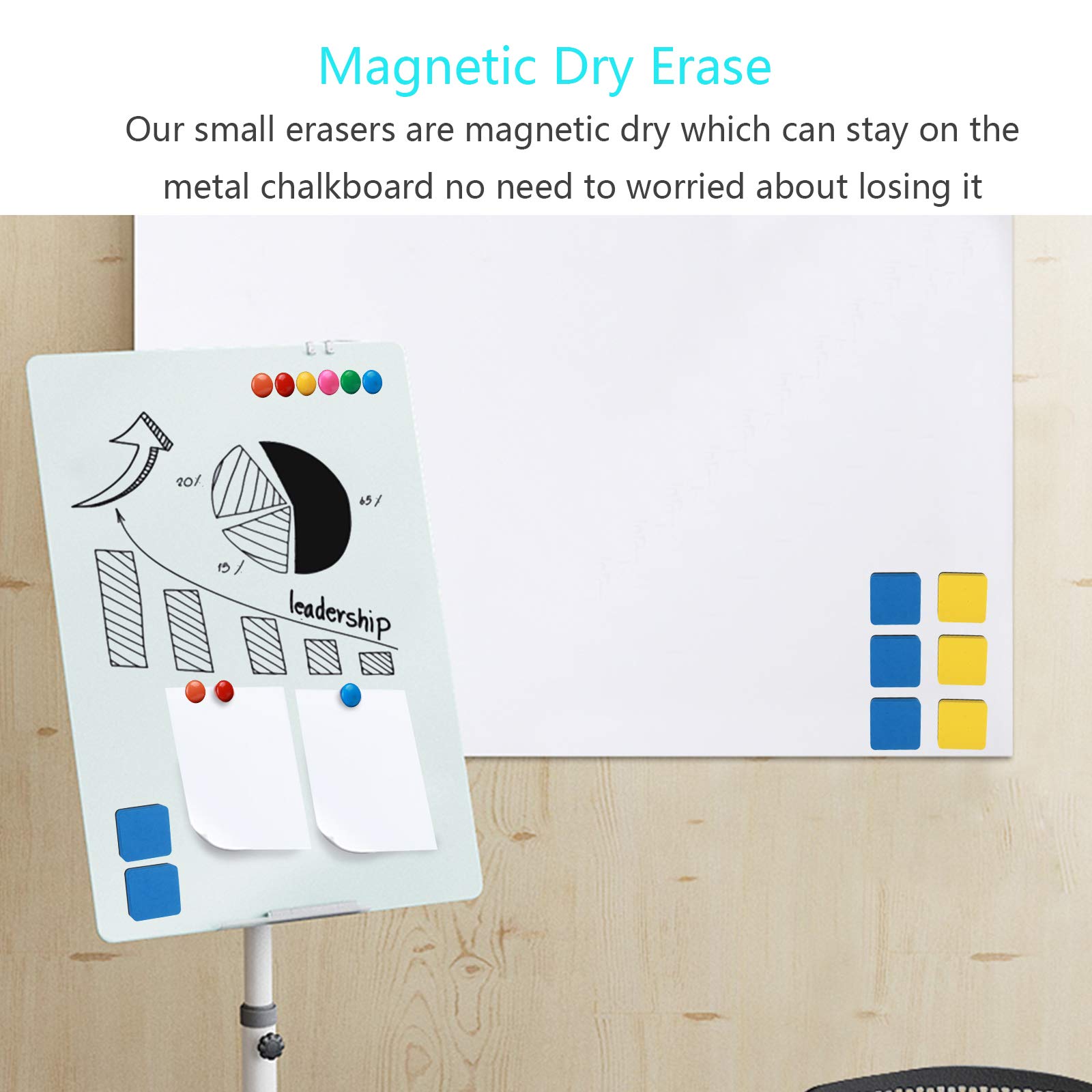 Dry Erase Eraser,LANMOK 36pcs Square Whiteboard Erasers Magnetic Erase with 12pcs Magnet Buttons for Kids Teachers Home Classroom Office