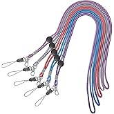 YOUOWO Adjustable Lanyard with Clip For ID Badge Holder Office,Neck Lanyards For Key Kids Women Men Cell Phones USB Whistles,Blue, Red,Pink,Purple,Grey,Pack of 5