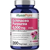 NusaPure Echinacea 20:1 Extract, 300 mg Equivalent to 6,000mg 200 Veggie Caps, Vegan, Non-GMO, Gluten Free Supplement