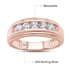 SAVEARTH DIAMONDS Men's Wedding Band Ring Round Lab