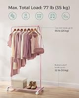 SONGMICS Clothes Rack on Wheels 74 cm Long with Storage Shelf Jelly Pink view 3