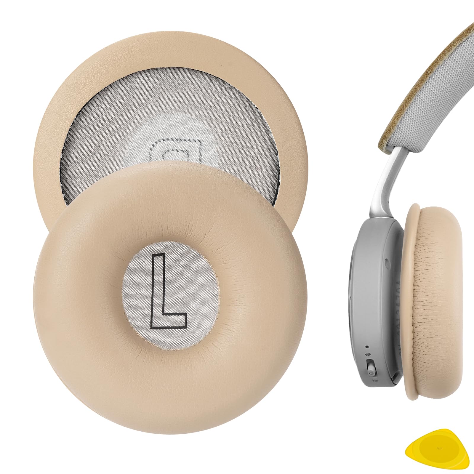 Geekria Replacement Ear Pads for Bang & Olufsen Beoplay H8, H8i Headphones Ear Cushions, Repair Parts (Khaki/No Plastic Clip)