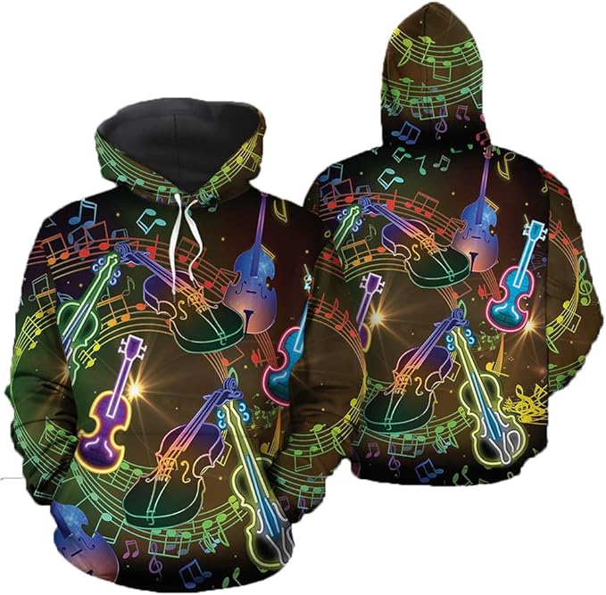 Violin Neon Light 3D All Over Print Hoodie,Tshirt, Zip