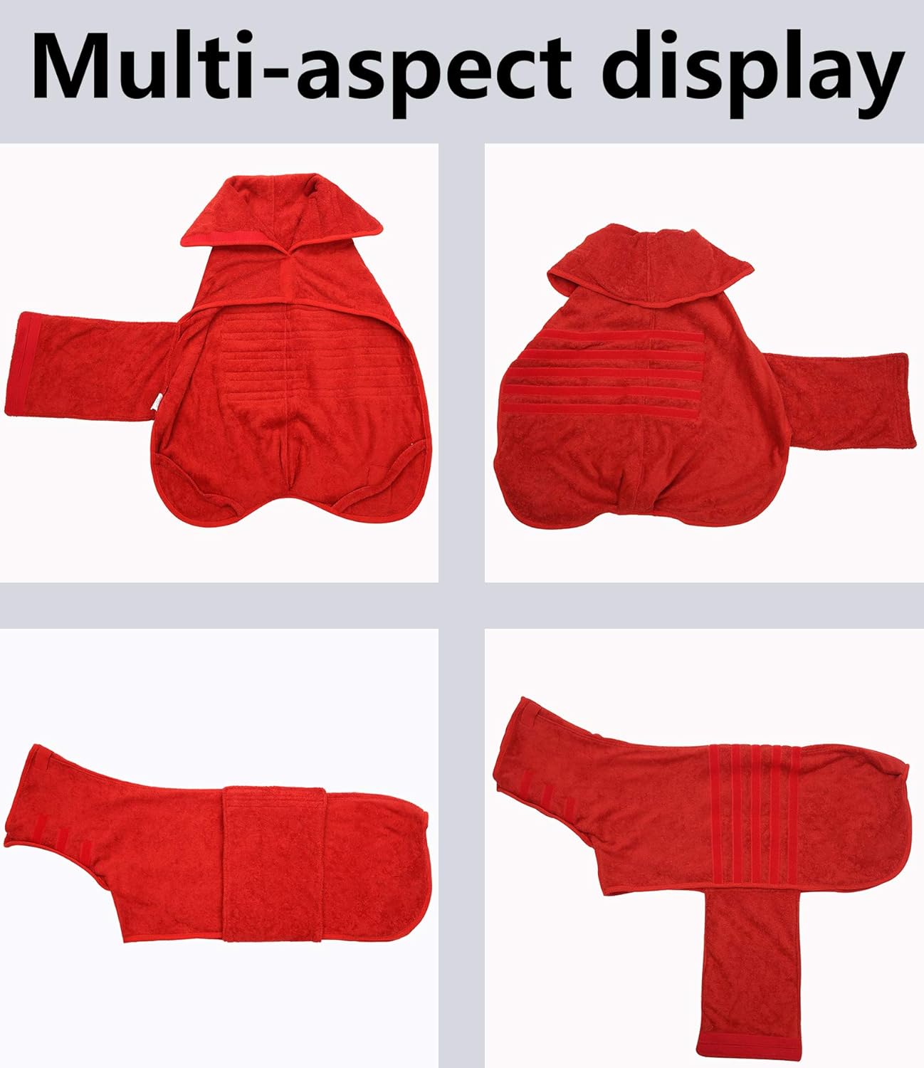 Geyecete Dog Drying Coats-dog towels absorbent robe Dry Fast Dog Bag-Dog Bathrobe Towel-Microfibre Fast Drying Super Absorbent Pet Dog Cat Bath Robe Towel-Red-XXL - Image 3