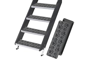 RUNROLE RV Step Covers 4 Pack Embossed Camper Stair Rugs Non Slip Carpet for Mobile Home - 24x7.5 Inches, Paws Patterns