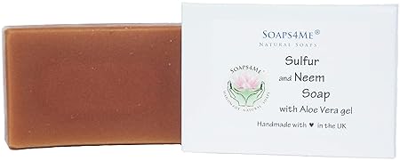 ATTIS Schwefel Neemöl Handgesiedete/Handgemachte Naturseife (1Stk) / mit Eukalyptus und Aloe Vera Gel
