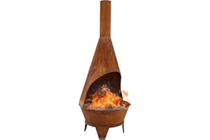 Sunnydaze 6-Foot Large Chiminea Outdoor Fireplace - Outdoor Wood-Burning Fireplace - Chimney Fire Pit with Grill Grate - Rustic