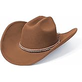 SAJUZEN Cowboy Hats for Women and Men with Wide Brim Felt Western Hats for Cowgirls and Cowboys