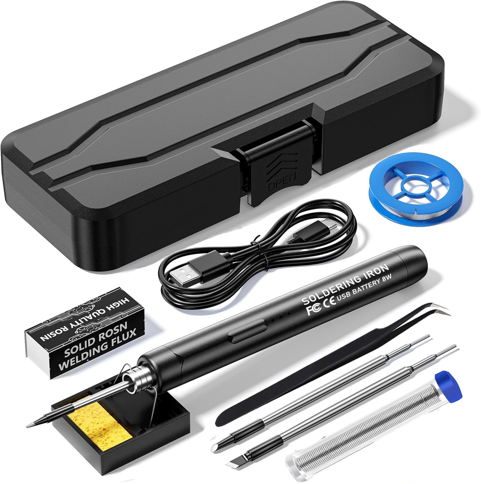 Photo 1 of Mini Cordless Soldering Iron Kit,USB Wireless Electric Soldering Iron Pen 10-in-1,3 Temperature Adjustment,Portable and Rechargeable for Home Appliance Repair,Electronic Components,DIY(Black)