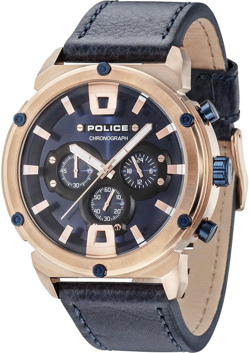 Police Mens Chronograph Quartz Watch with Leather Strap 15047JSR/03