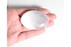 MINERALUNIVERSE Natural Selenite Crystal Palm Stone Worry Stone – Healing Stone - Large Crystal Selenite Spiritual Healing Massage Palmstone