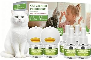 8 Pack Cat Calming Diffuser with 6 Refills, Pheromone Dffuser to Calm Cats, Lasts 180 Days for Cat Anxiety Relief, Starter Ki