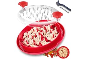 ADOTBLOB 11'' Chicken Shredder Twist Tool, Meat Shredder with Clear Cover, Chicken Shredder Anti Slip, Chicken Breast Shredder with Cleaning Brush Suitable for Pork, Beef, Dishwasher Safe (Red)